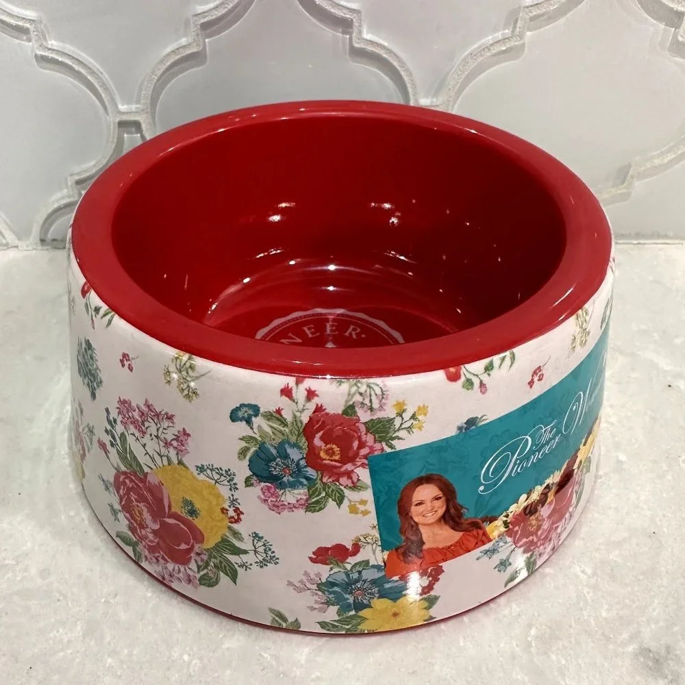 NWT Pioneer Woman Fancy Flowers Floral Pet Dog Cat Bowl Small Size 14 oz Melamin
